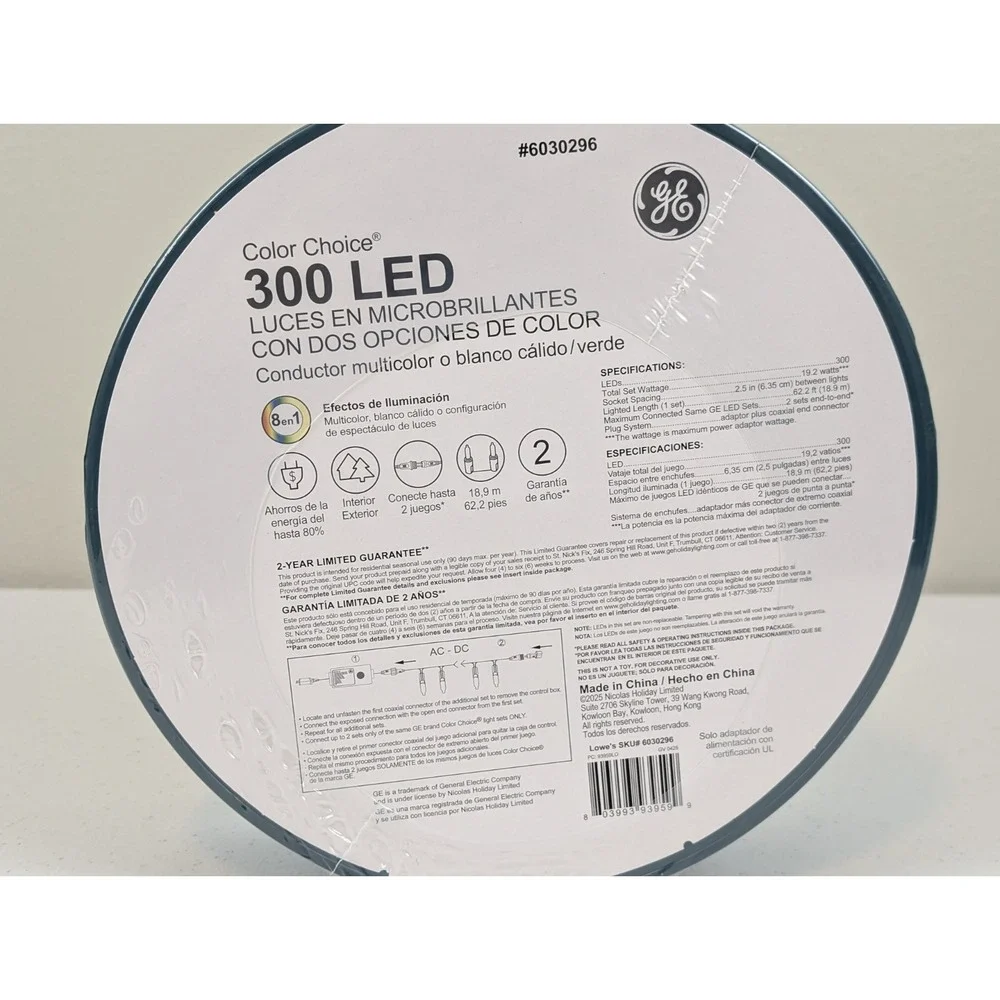 GE Color Choice 300 Ct 62.2-ft Multiffunction White/Multicolor LED String Lights